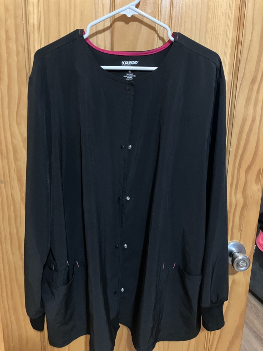 Scrubstar Black Medical Light Weight Jacket with Pink Trim
